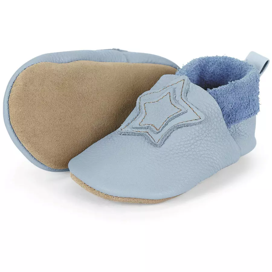 Sterntaler Baby-Krabbelschuh Leder hellblau