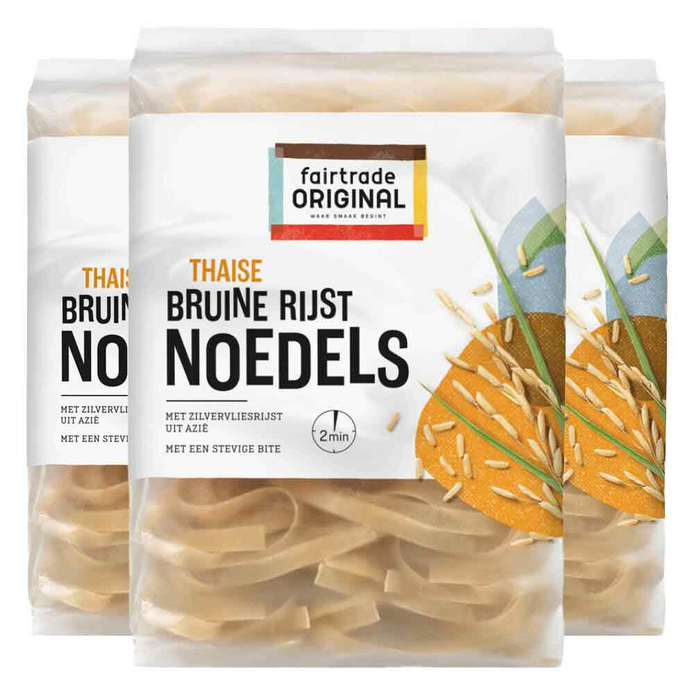 3x Fairtrade Original Bruine Rijst Noedels225 gr