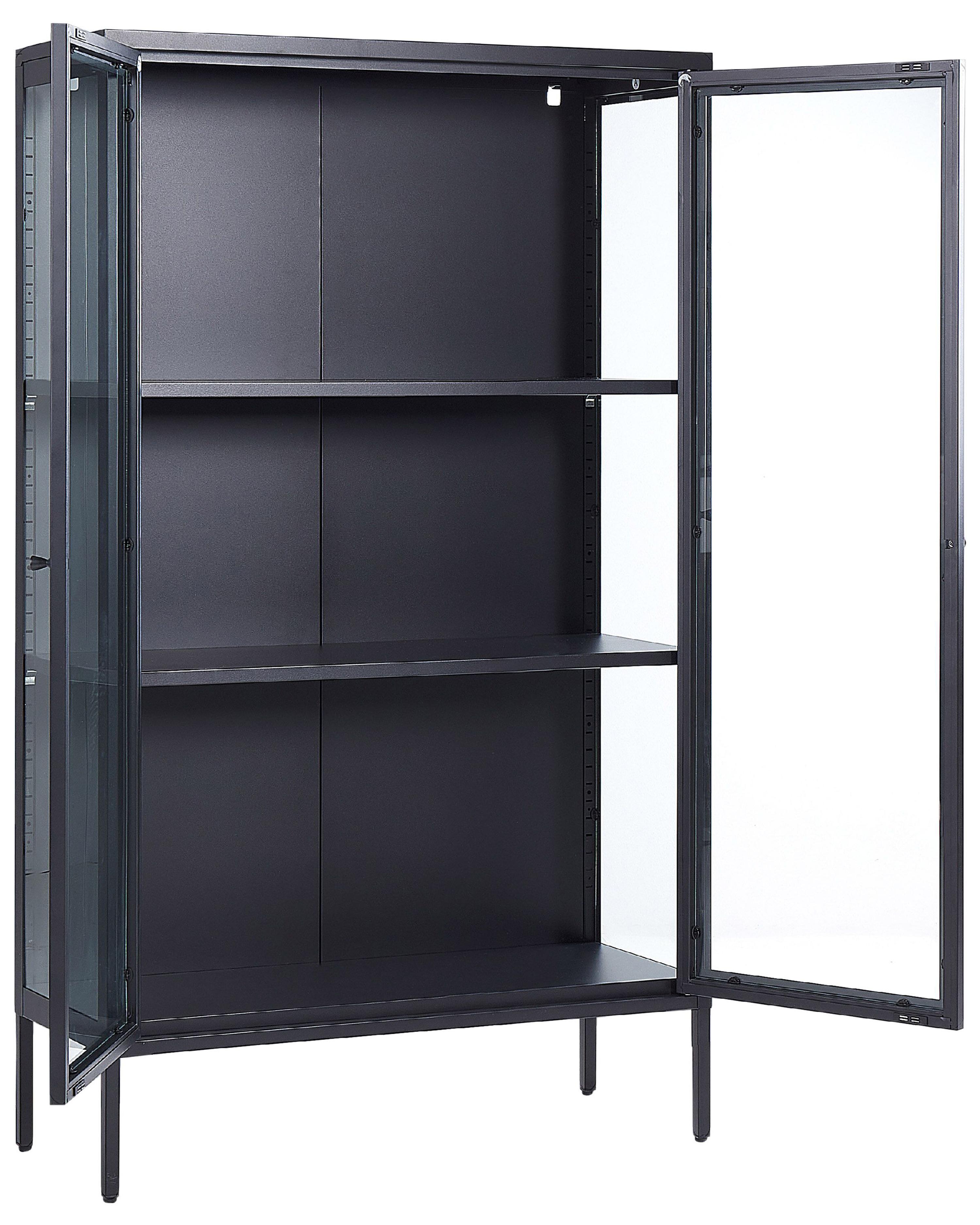 Glazen vitrinekast NASH Metaal 90 cm Zwart