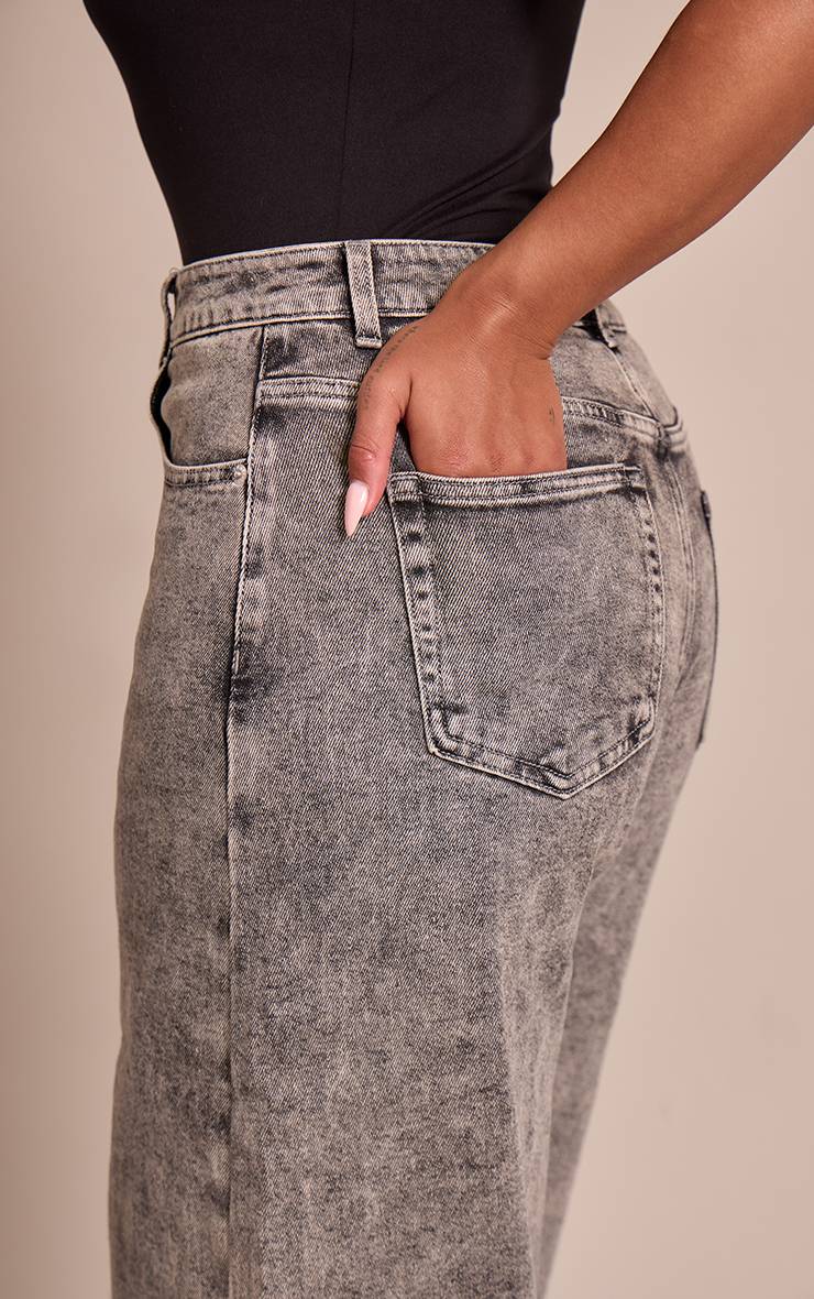 Gris Cendré Jean Shape Taille Haute En Denim Stretch À Jambe Barrel Et Ourlet Retroussé