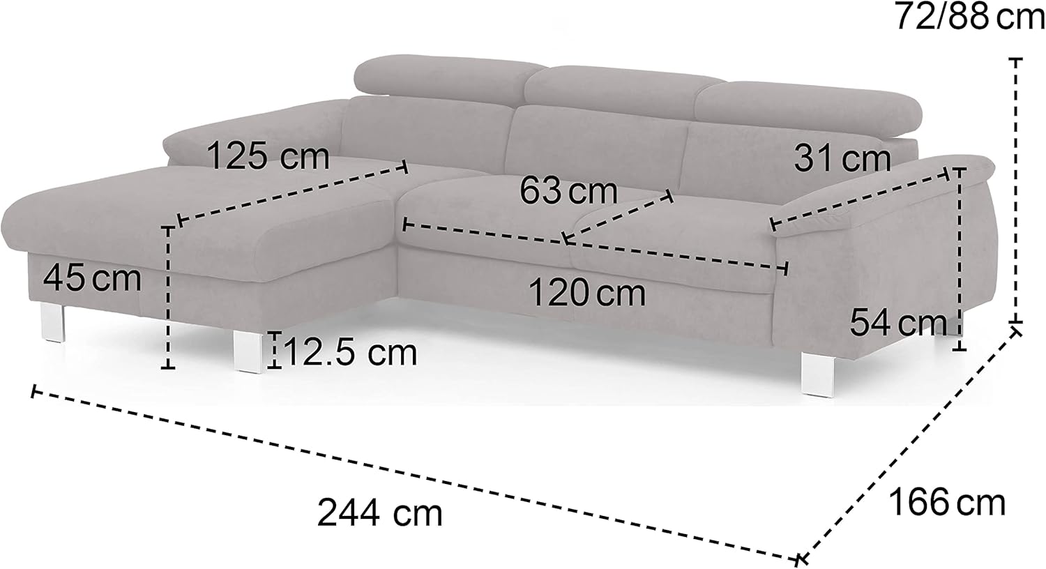 Mivano Ecksofa Micky mit Recamiere / L-Form-Sofa mit Schlaffunktion, Bettkasten und Kopfteilverstellung / 244 x 72 x 166 / Kunstleder, Rot