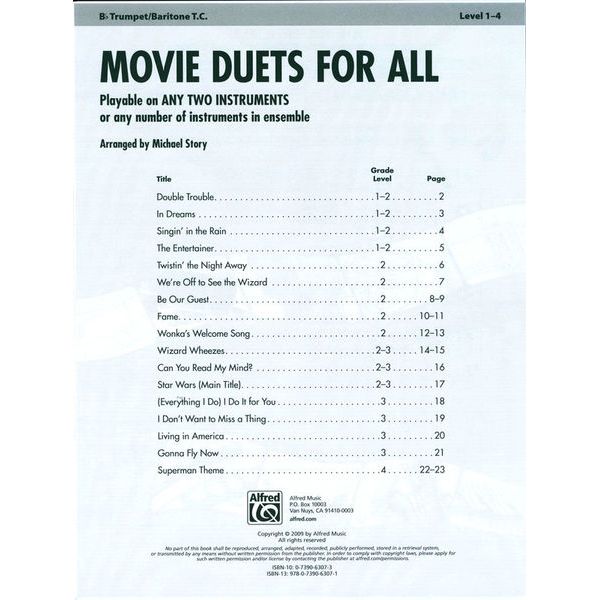 Alfred Music Publishing Movie Duets For All Trumpet