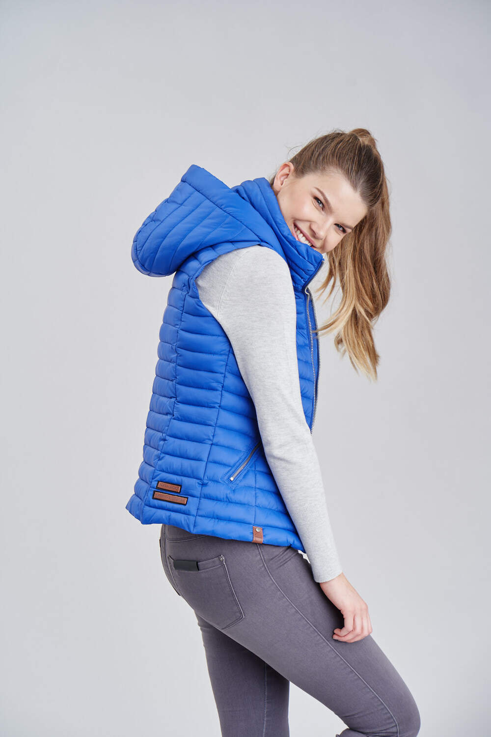 NAVAHOO Damen Designer Steppweste ärmellose Weste mit Kapuze Shadaa