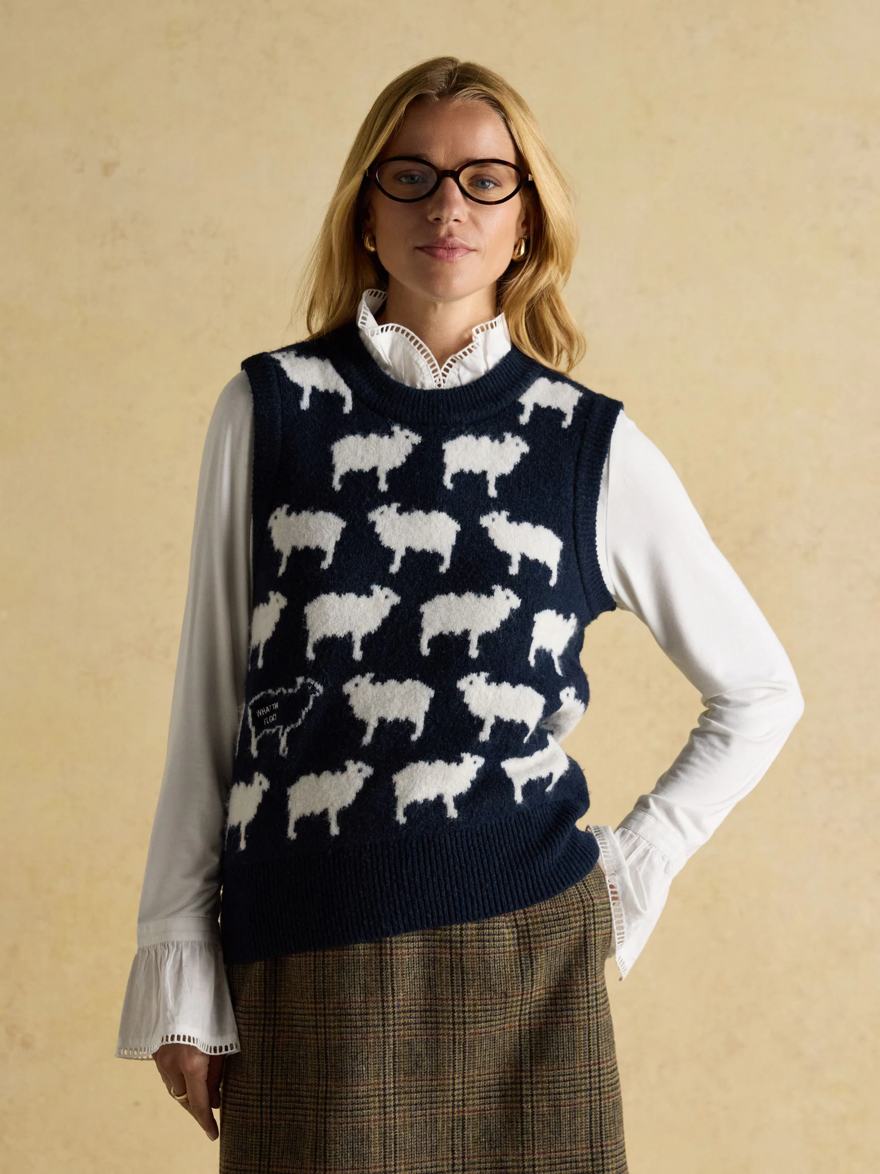 Joules What The Flock Intarsia gebreid vest