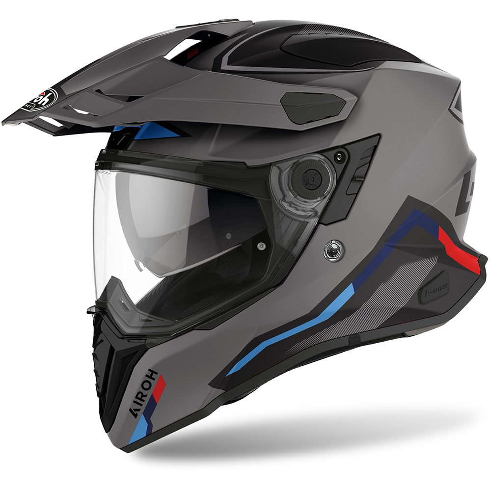Airoh - Casque Commander Factor Gris Mat / Bleu / Rouge