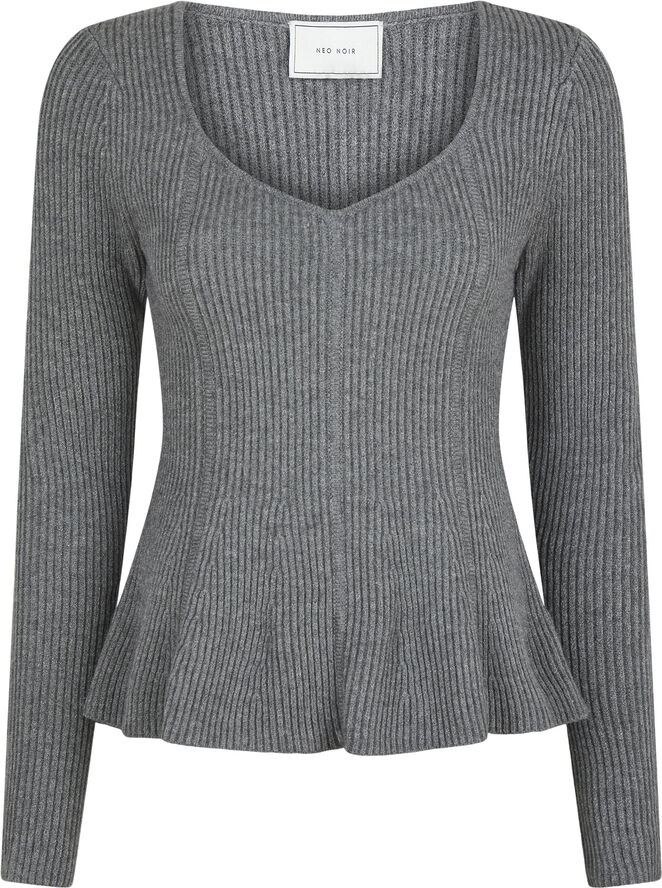 Neo Noir Sorene Knit Blouse Dark grey melange
