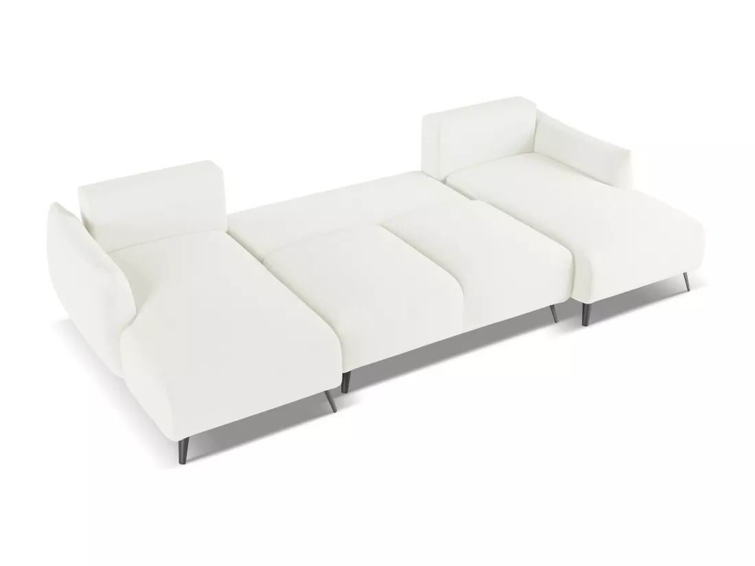 Canapé d'angle panoramique convertible en tissu chenille - blanc - MALIE