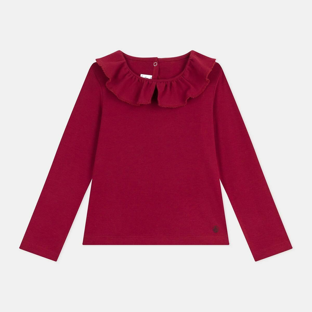 PETIT BATEAU<br>Camiseta de algodão de manga comprida com gola franzida