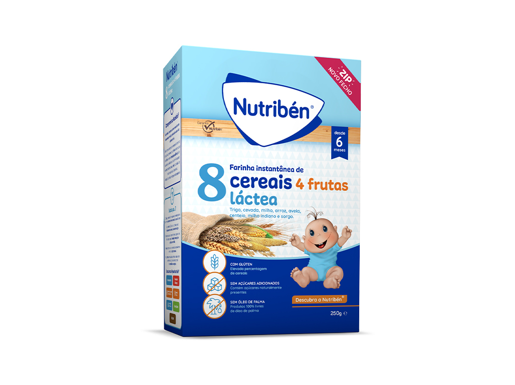 PAPA LÁCTEA NUTRIBEN 8 CEREAIS 4 FRUTAS 250 G