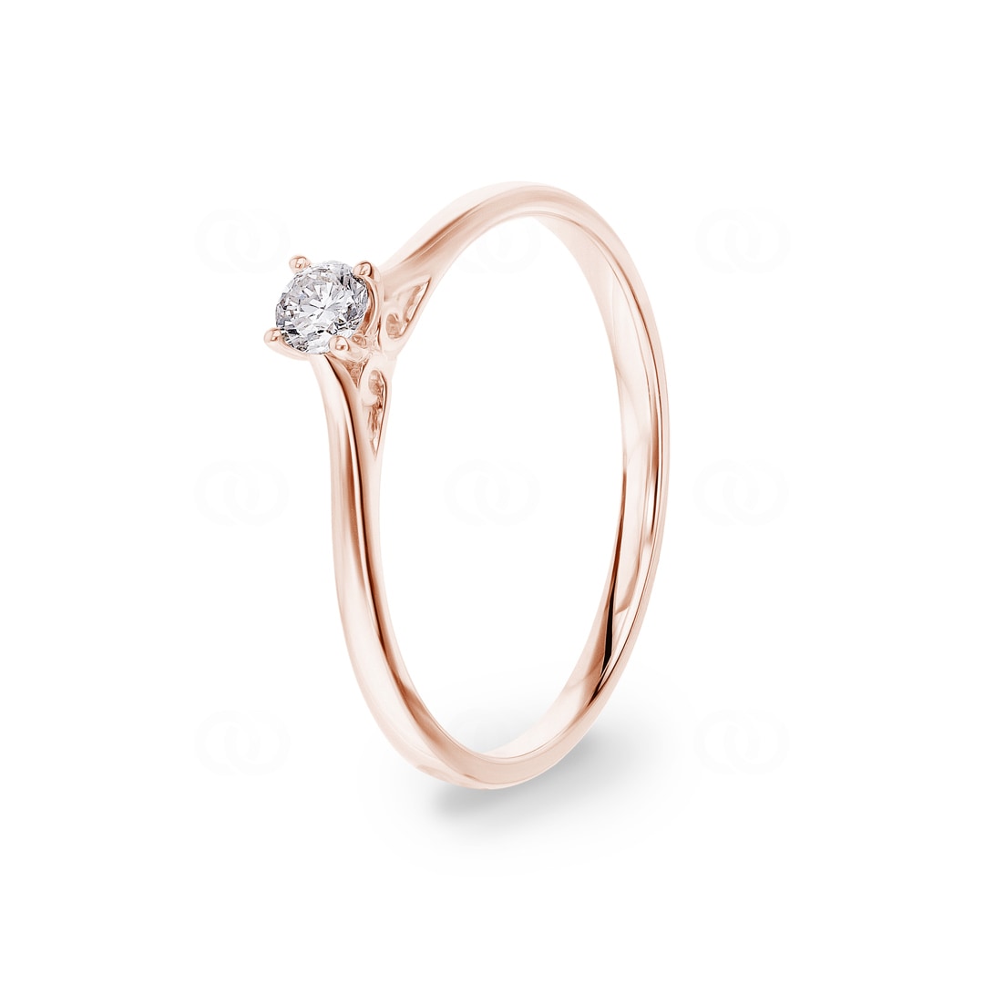 Solitärring 750/18 K Roségold mit Diamant 0.12ct H/Si