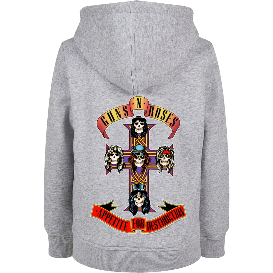 F4NT4STIC Basic Kids Hoodie Guns 'n' Roses Appetite For Destruction heathergrey