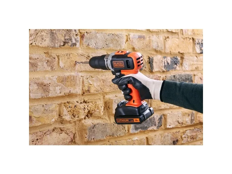 BLACK DECKER BCD003C2K - Hammerbor - ledningfri - 2-hastigheders 10 mm - 45 N·m - 2 batterier - 18 V