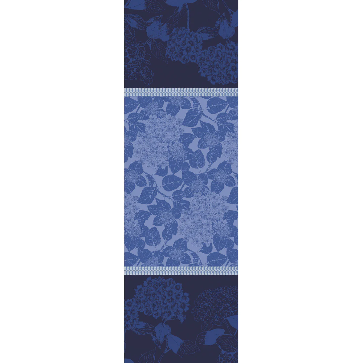 Chemin de table antitache déperlant pur coton bio bleu 175X55 Garnier