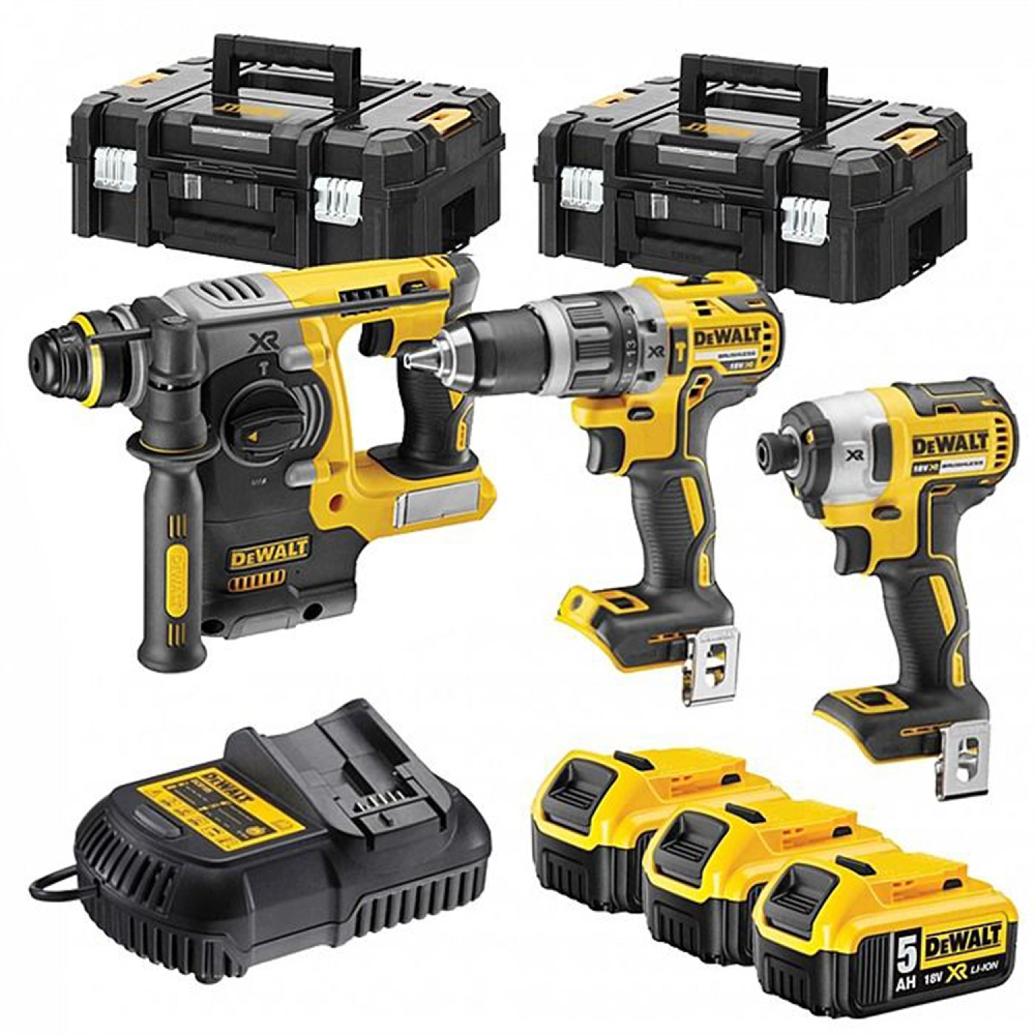 DeWALT DCK368P3T 18V Li-Ion accu 3 delige combiset (3x 5.0Ah accu) in TSTAK