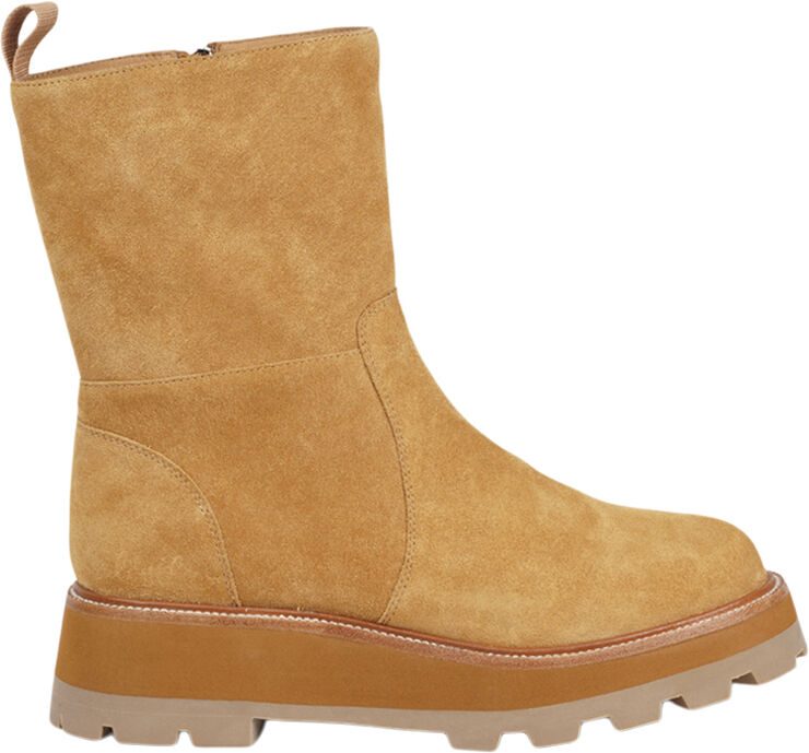 Lovelies USHBA - CALF SUEDE BOOTS WITH ZIP & SHEARLING Light camel