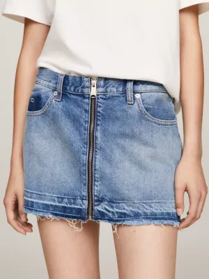 Minissaia Sophie em jeans com zíper