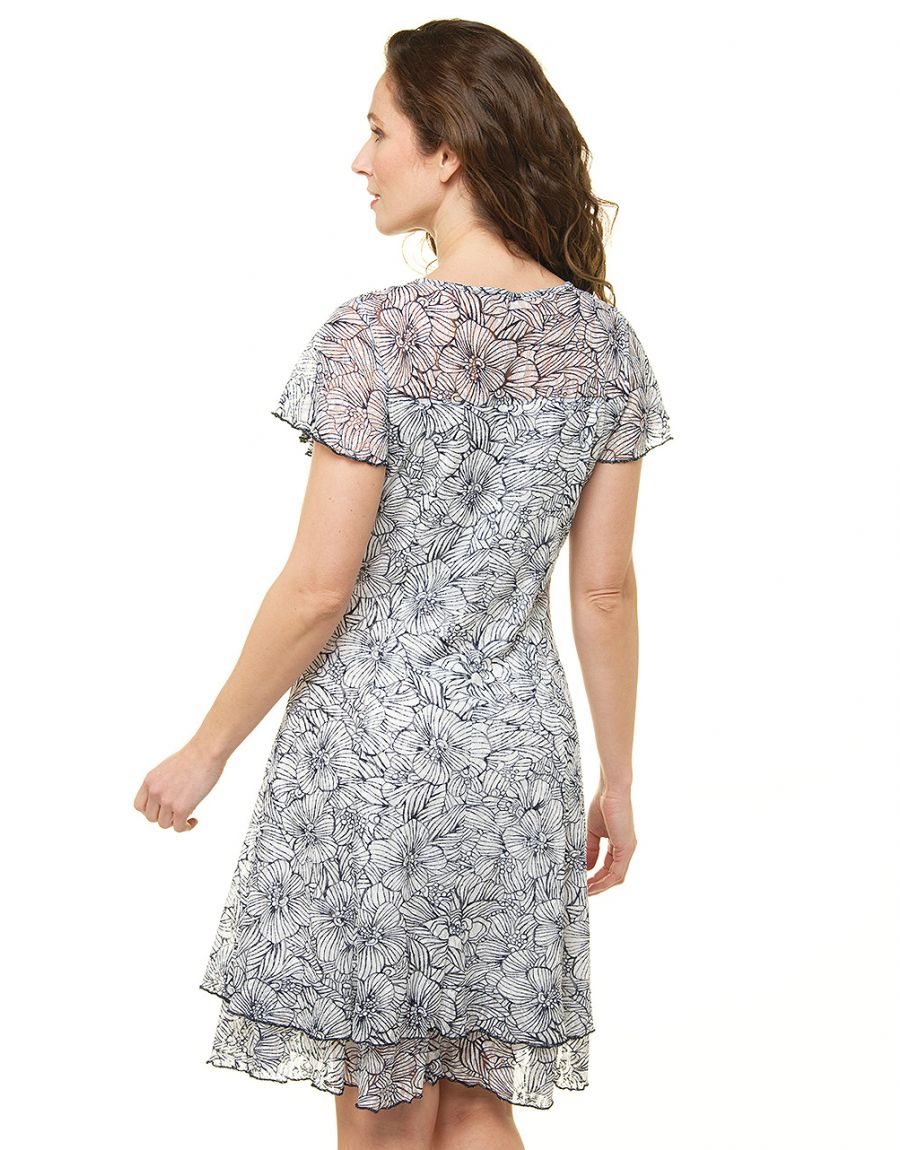 Robe dentelle blanc bleu