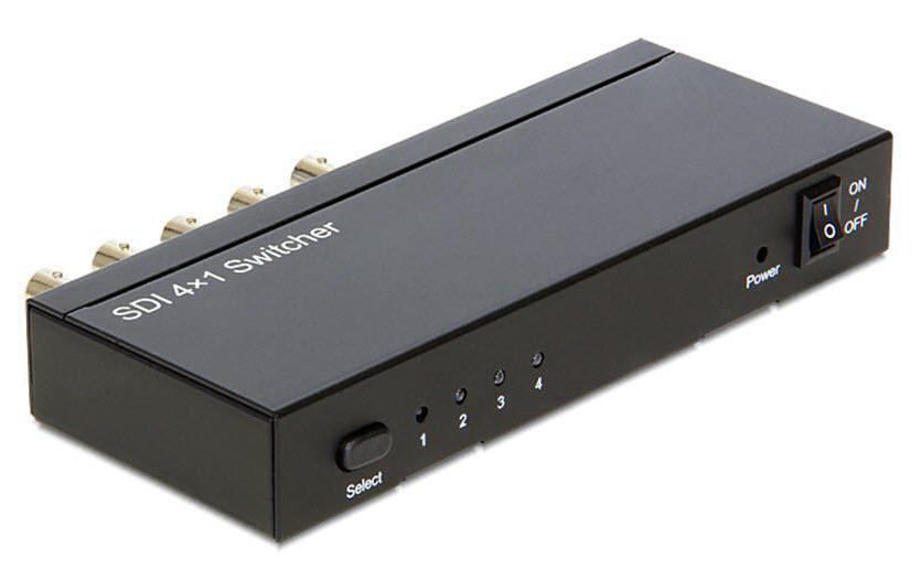 Switchbox 3GI-SDI, 4 Port, 4 in - 1 out<br>3G-SDI Switch im robusten Metallgehäuse