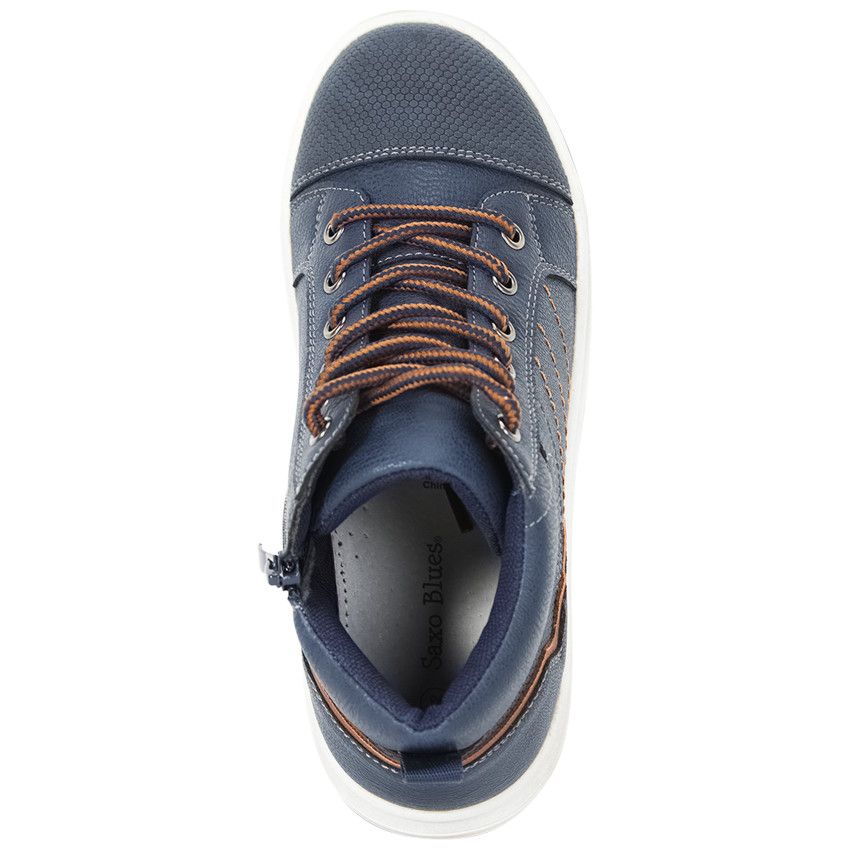 Bottillons marine avec lacets et zip pour garçon - Bleu marine