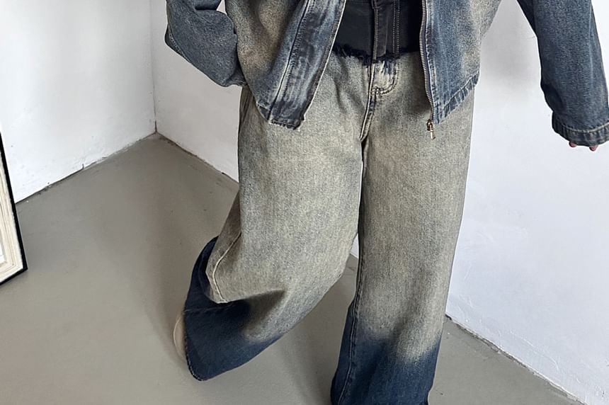 Savenne - Gewassen denim jack met rits