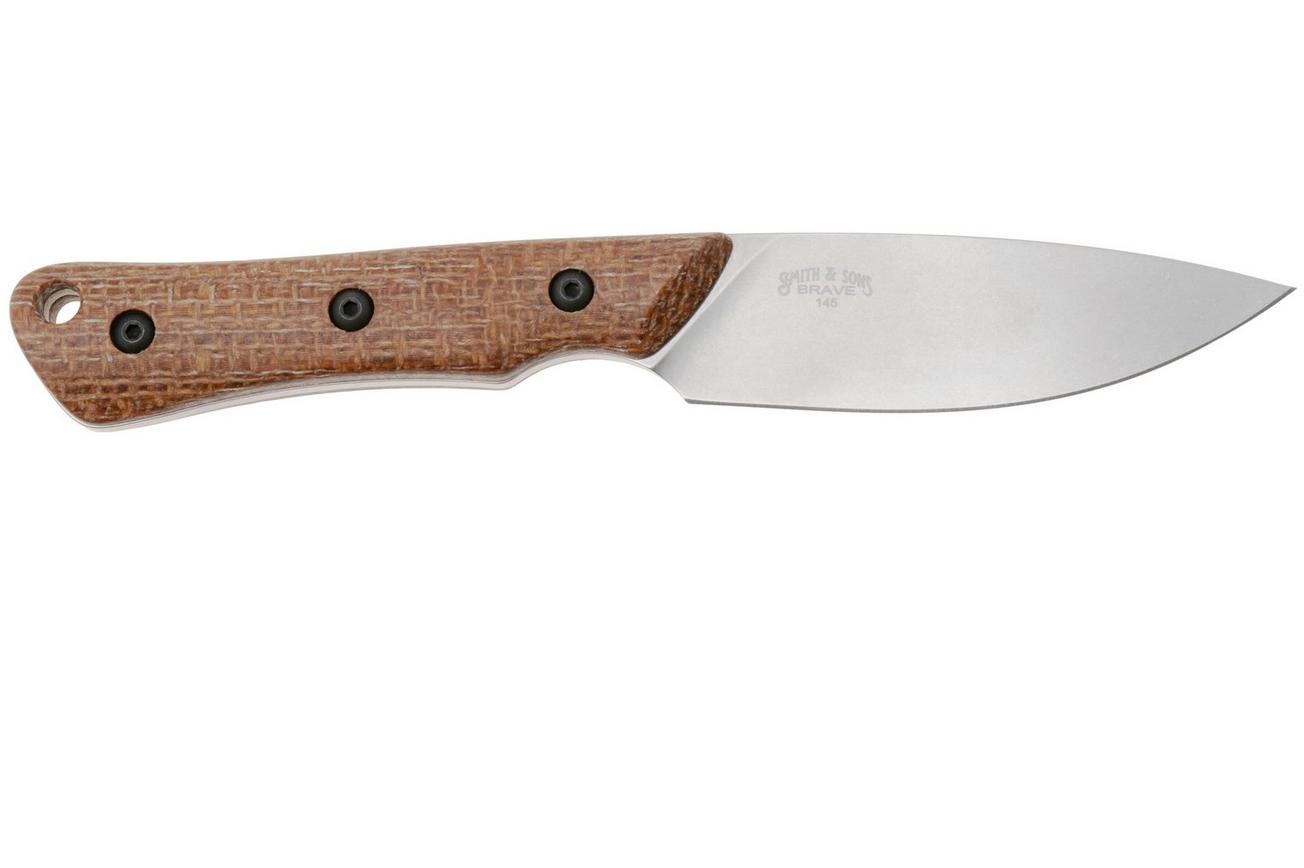 White River Knives Brave WRSS-BRV-BNA Stonewashed Magnacut, Natural Burlap Micarta, jachtmes, Smith and Sons design