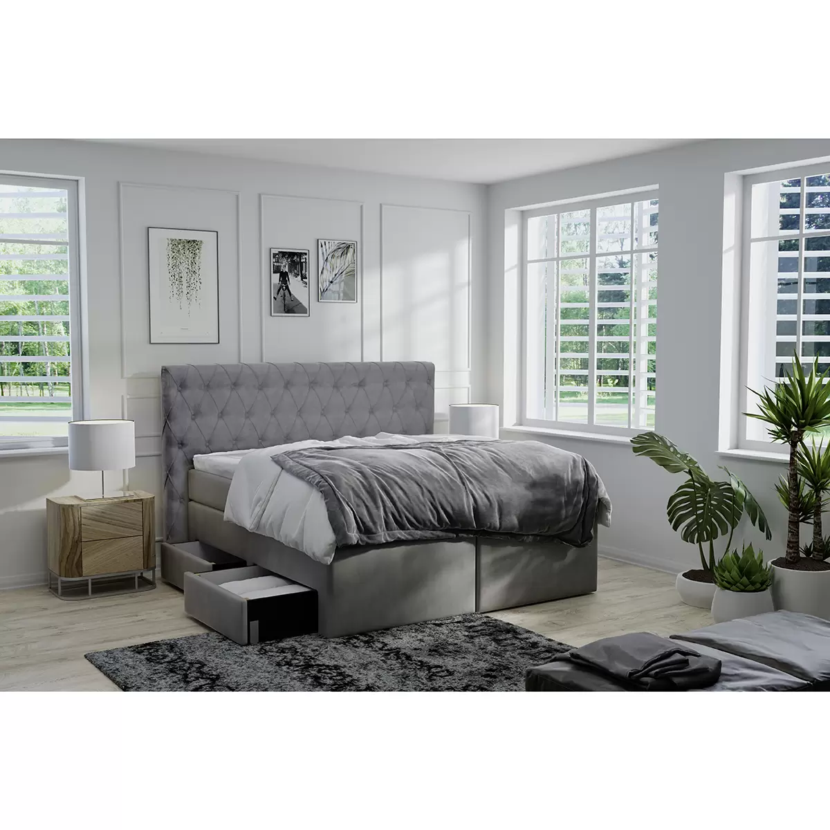 Boxspringbett Vevey 180 x 200 Grau