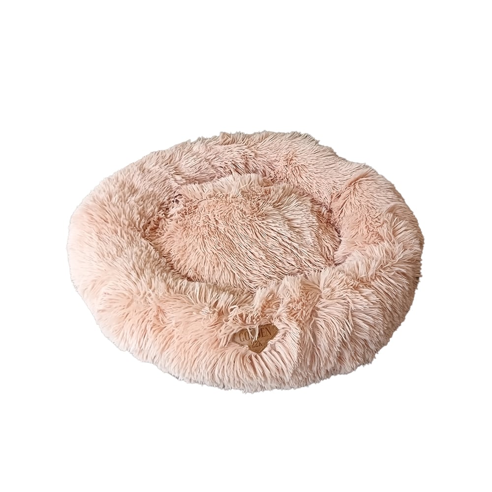 Cama em formato de donut dourada em ouro 22k para gatos e cães de pequeno porte (diâmetro 60cm)