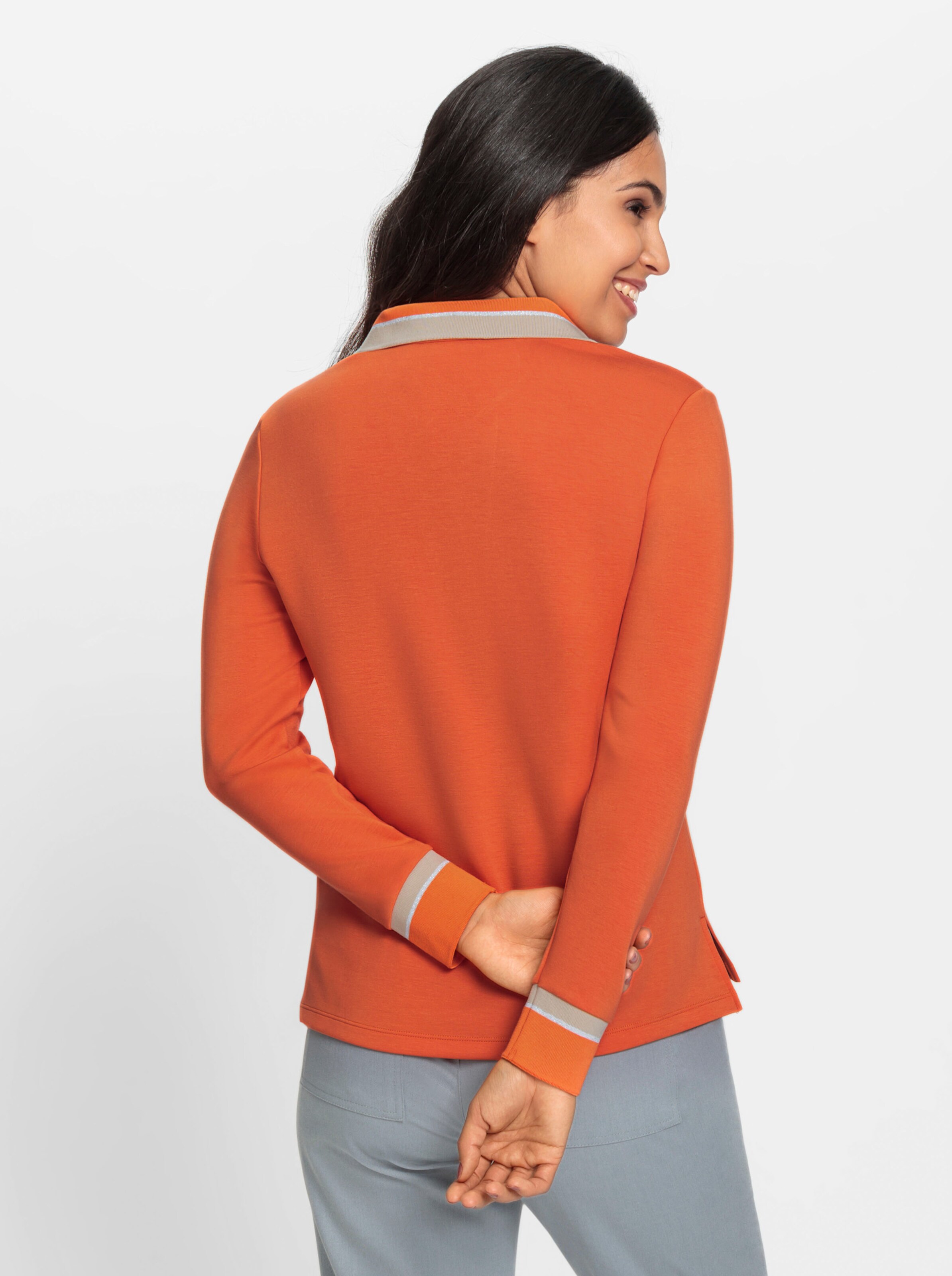 Poloshirt in orange-sand-gemustert