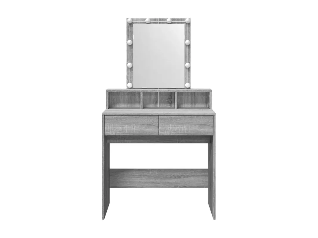 Coiffeuse avec LED sonoma gris 80x41x144,5 cm