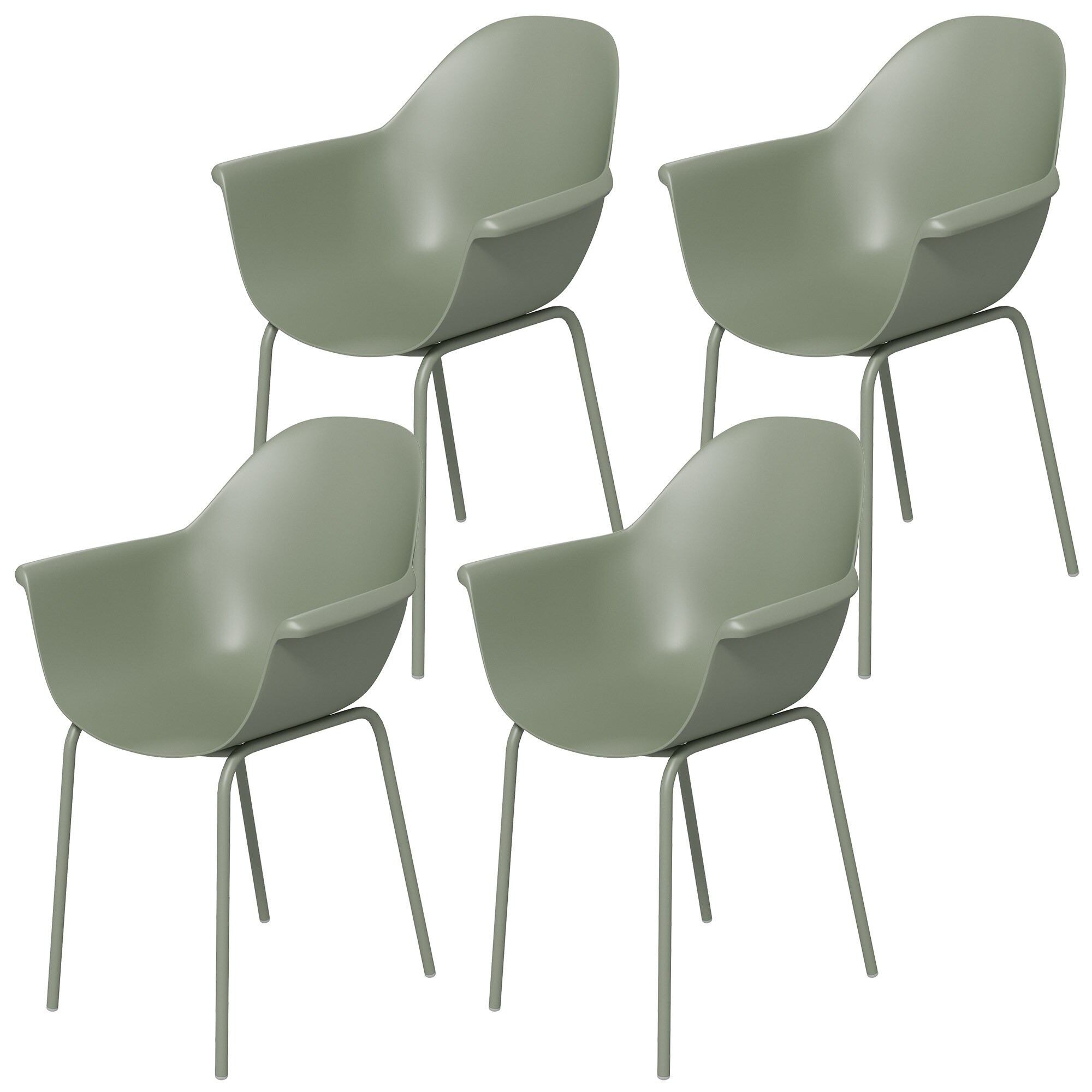 Outsunny Gartenstühle stapelbar im 4er-Set grün 59L x 55B x 84H cm