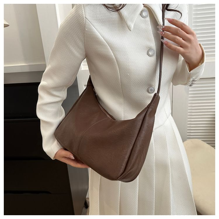 Maorong - Effen imitatieleren crossbodytas