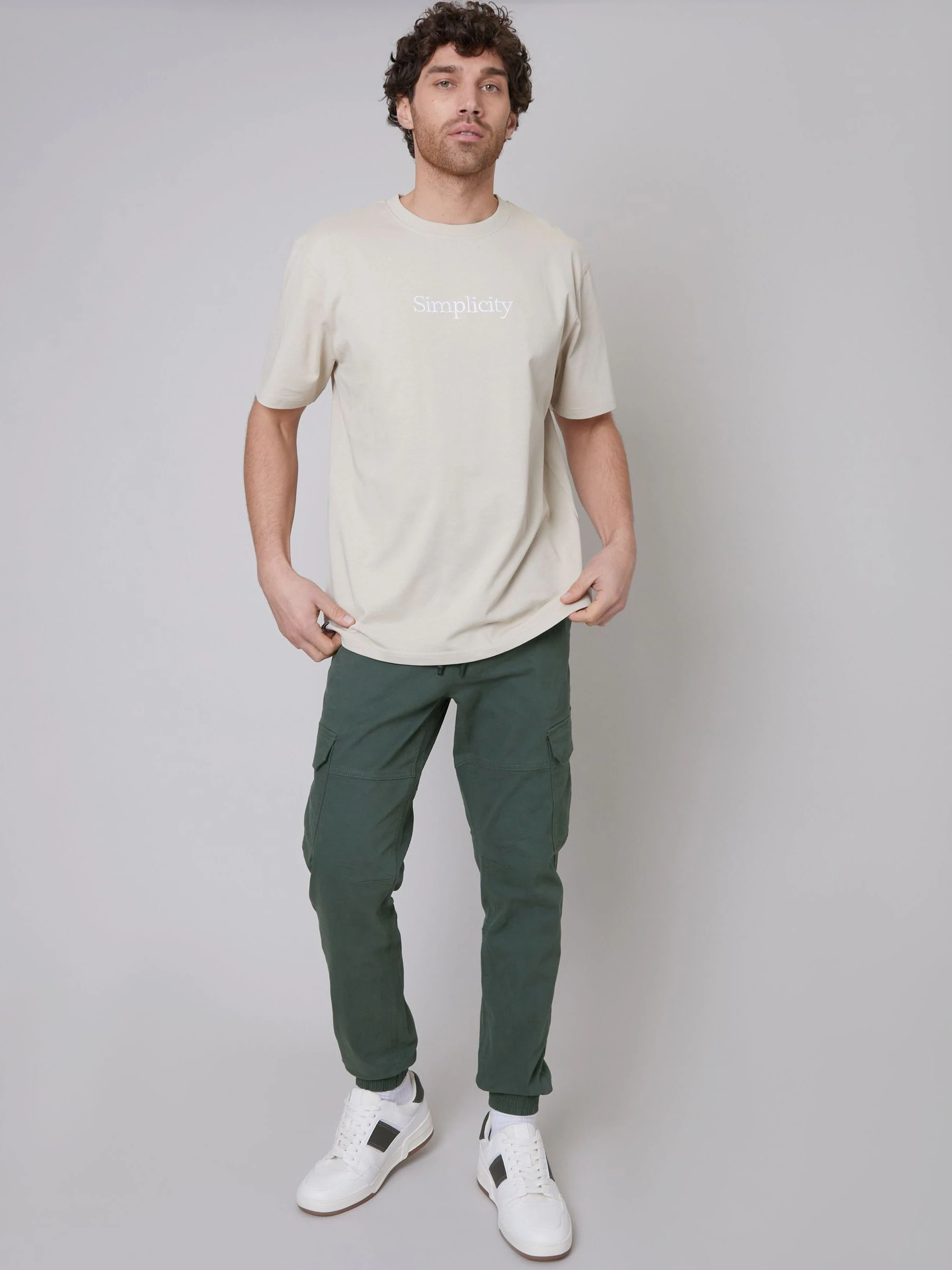 Groen - Threadbare cargobroek in joggingstijl van katoen met stretch