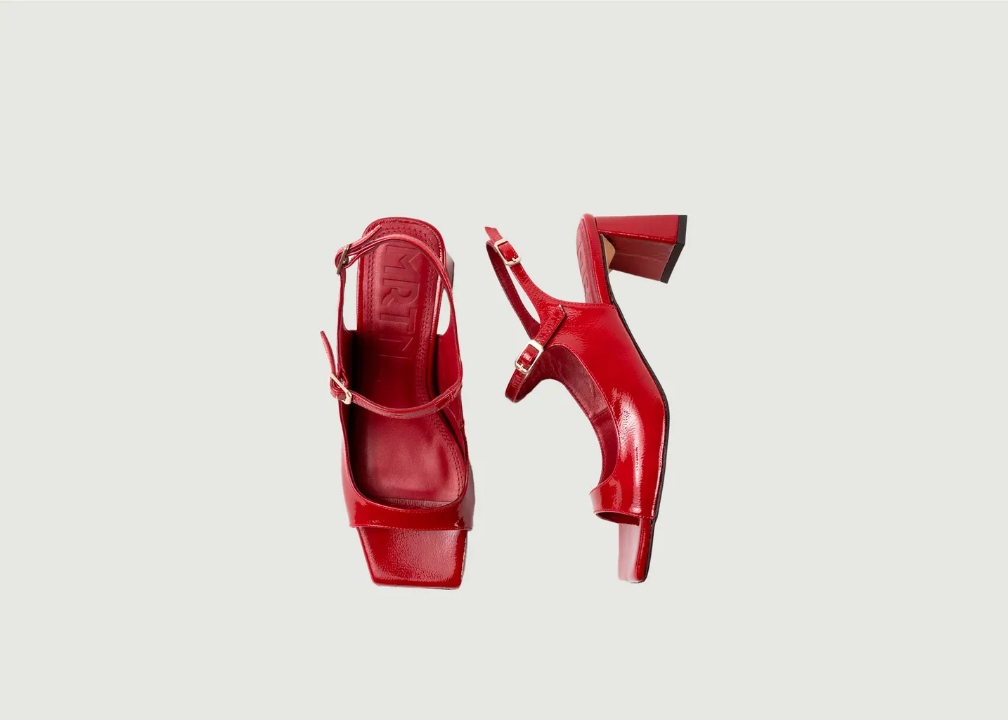 Sandales en cuir verni froissé à talons Clavel Souliers Martinez