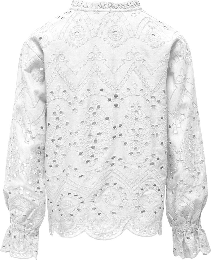 ONLY KOGCLEO LIFE L/S EMB SHIRT WVN Hvid