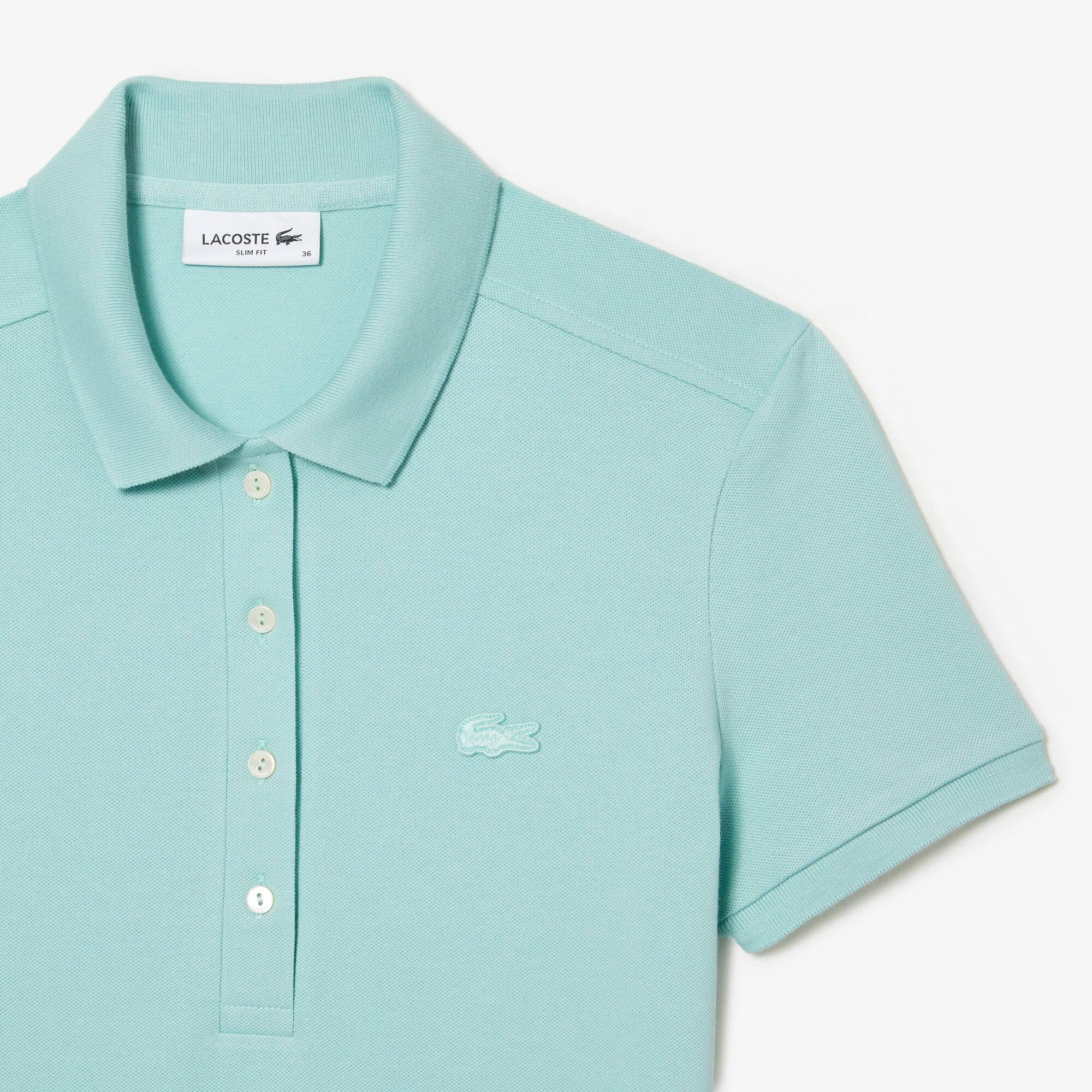 Robe polo en piqué de coton stretch Robes & Jupes - Vert - Lacoste - Femme