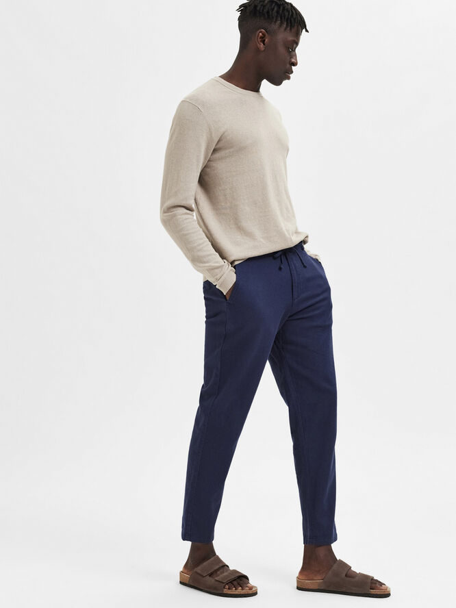 Selected Homme SLHSLIMTAPE-BRODY 172 LINEN PANTS N Mørkeblå