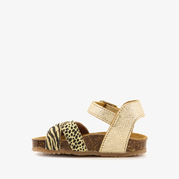 Groot leren meisjes sandalen goud zebraprint