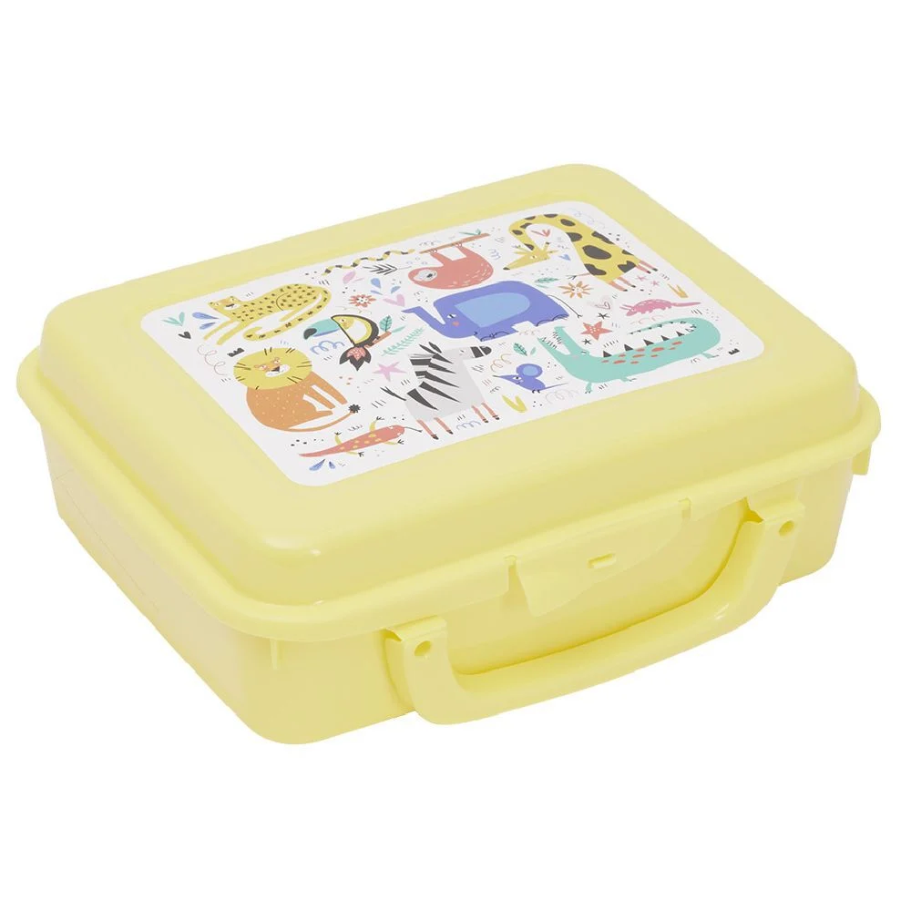 Boîte à sandwich rectangulaire avec anse plastique vert 16x20xH7cm