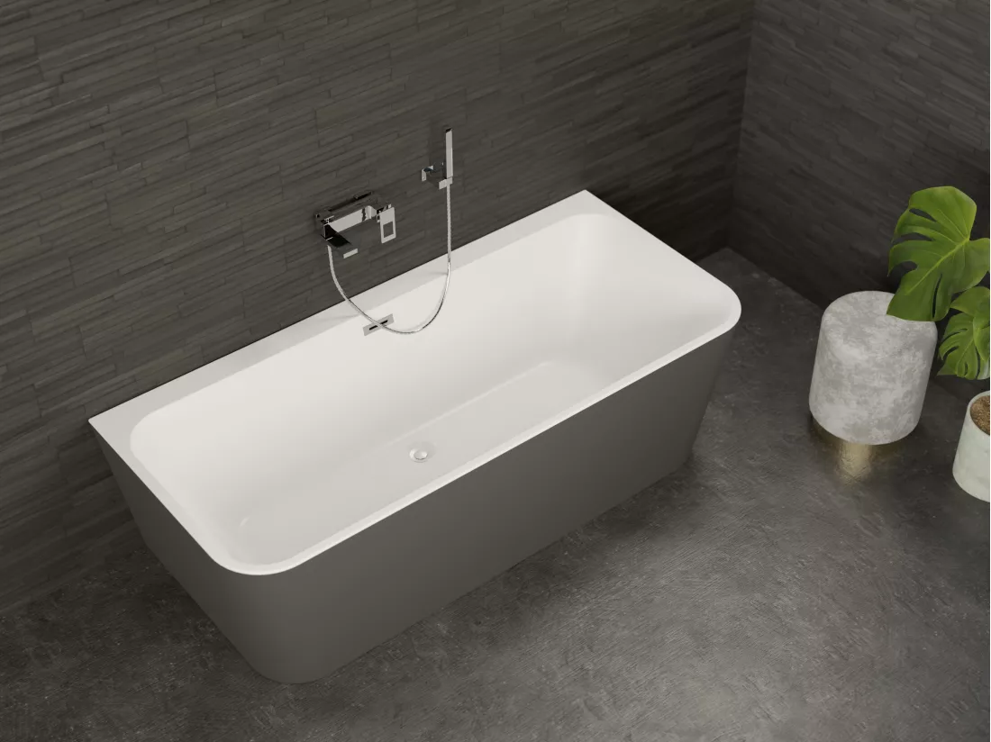 Baignoire semi-îlot MINT 180 Grise L. 180 x l. 81 cm, by SPALINA