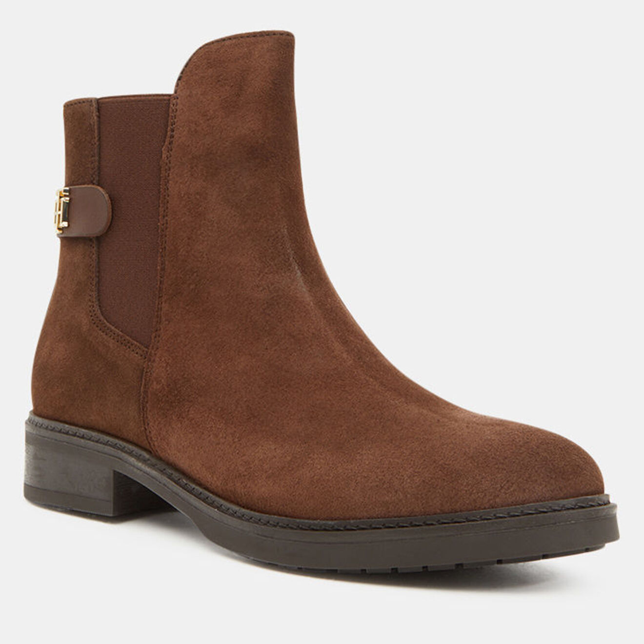 Tommy Hilfiger Chelsea boots en Velours de Cuir Hardware marron