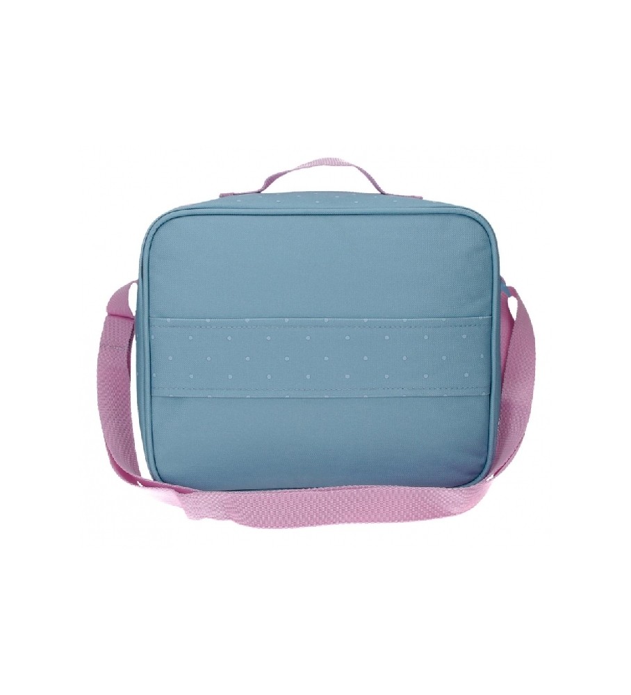 Bolsa de ombro/porta-alimentos Roll Road Peace, azul e rosa.