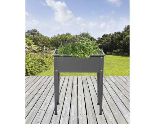 Verhoogd tuinbed op palen, maat 1, 60 x 30 x 80 cm, antraciet