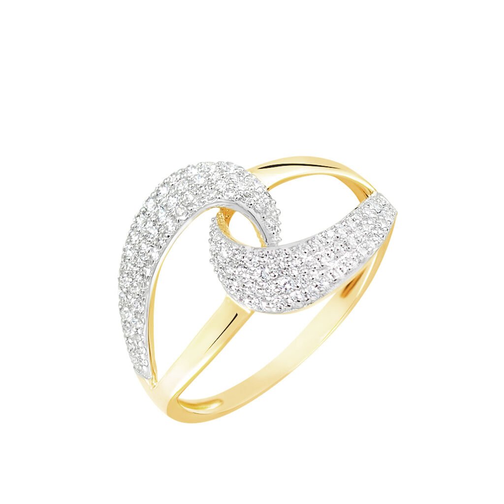 Bague Boucle D'or Or Jaune Oxyde De Zirconium