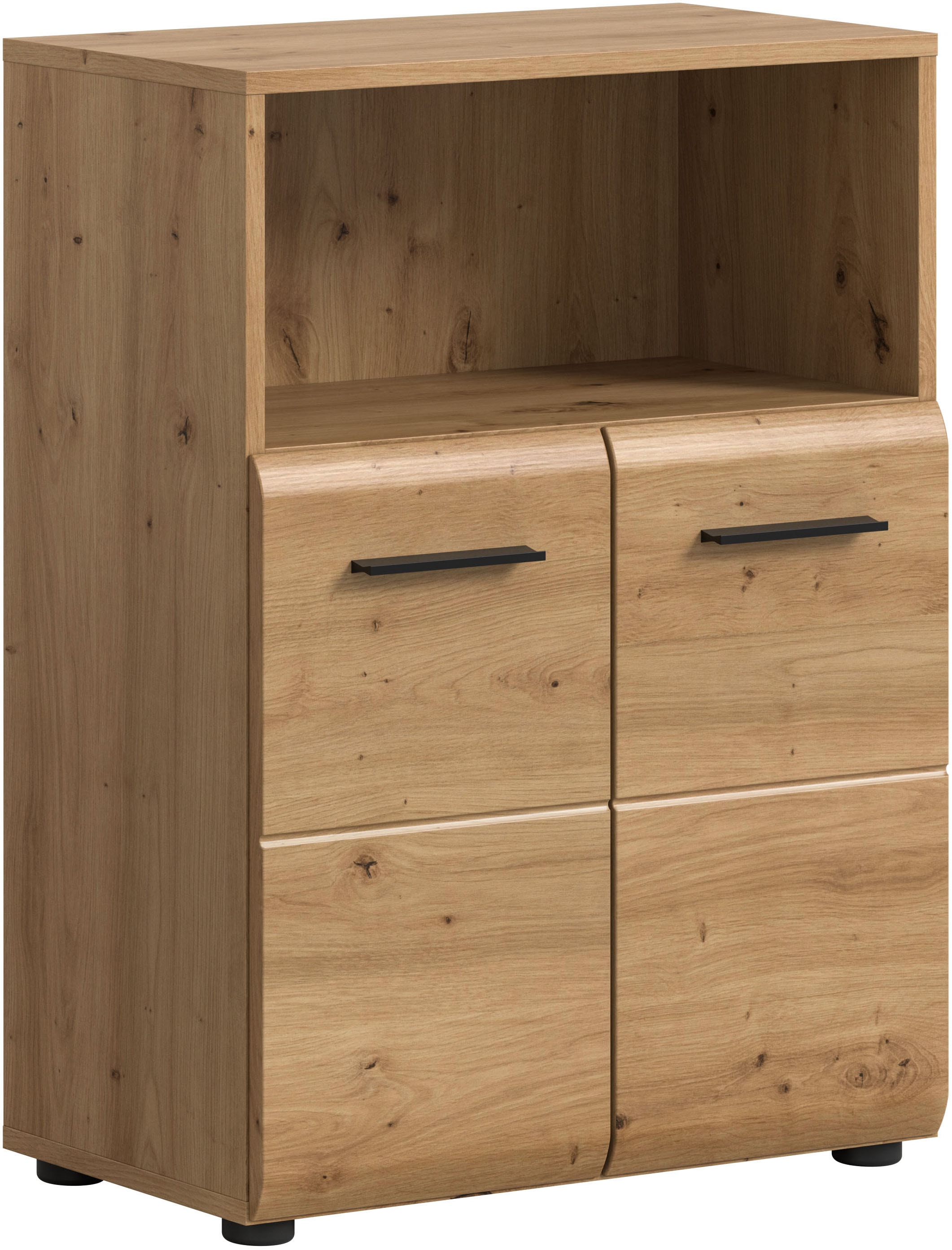 INOSIGN Stauraumschrank »FLORENZ, TOPSELLER!, Breite 60 cm, 2 Türen, 1 Fachboden, 1 offene Fach« TOPSELLER!,  hochwertige MDF Front, Griff schwarz, Badschrank, Bad