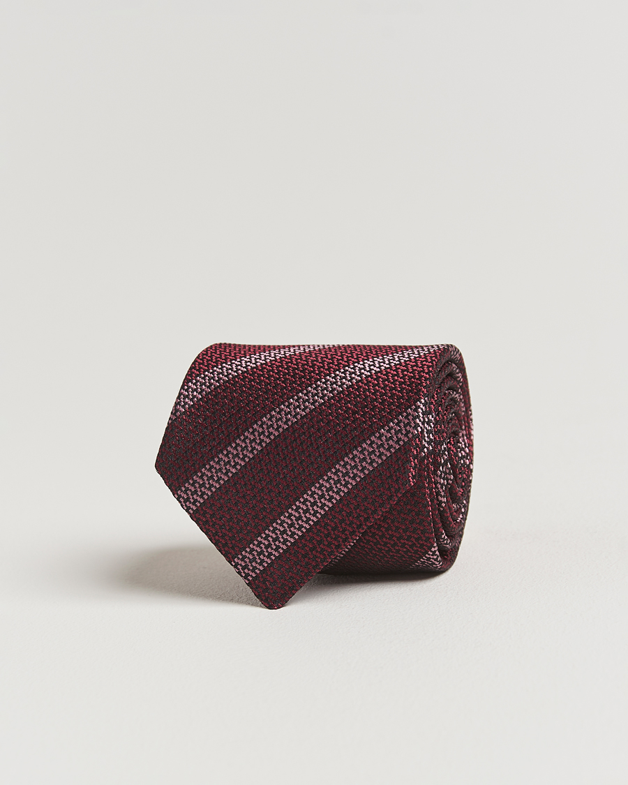 Brunello Cucinelli Regimental Stripe Silk Tie Amaranto