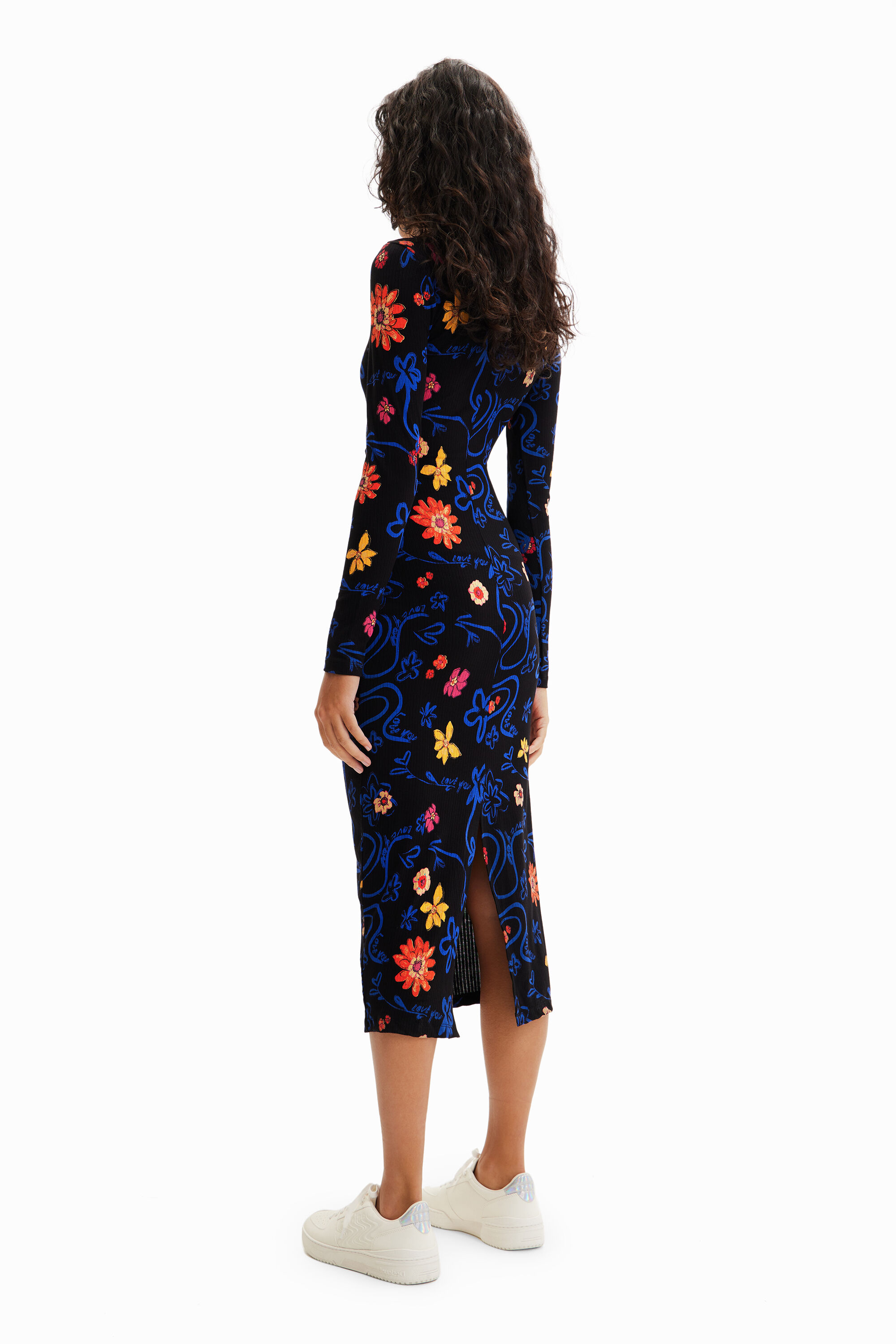 Robe midi ajustée fleurs