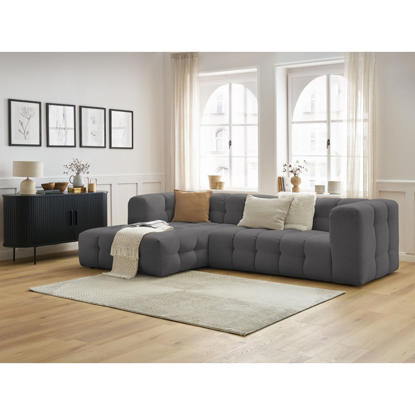 Bobochic Canapé d'angle gauche cloud gris foncé - 288x184x75 cm