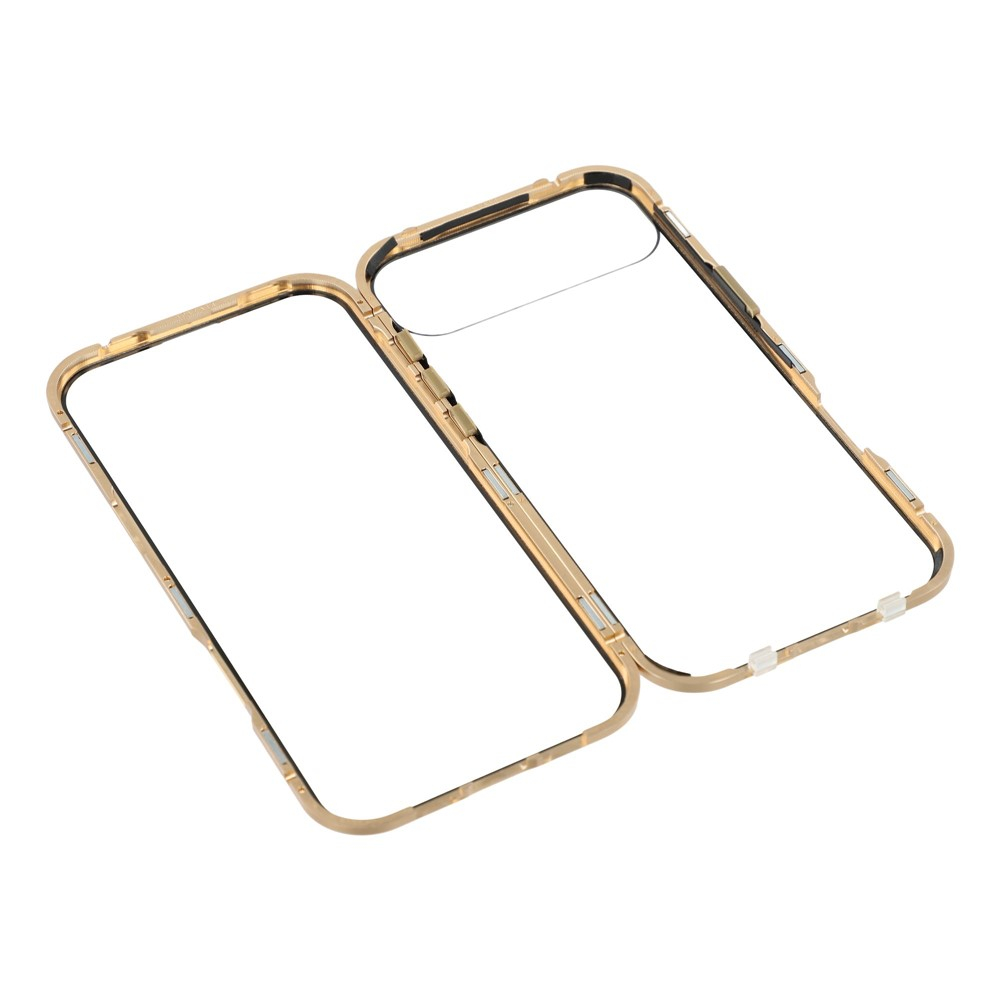 iPhone Air Magnetische Alu Schutzhülle mit Panzer Glas Backcover   Displayschutz (Magnet-Technologie) - Gold