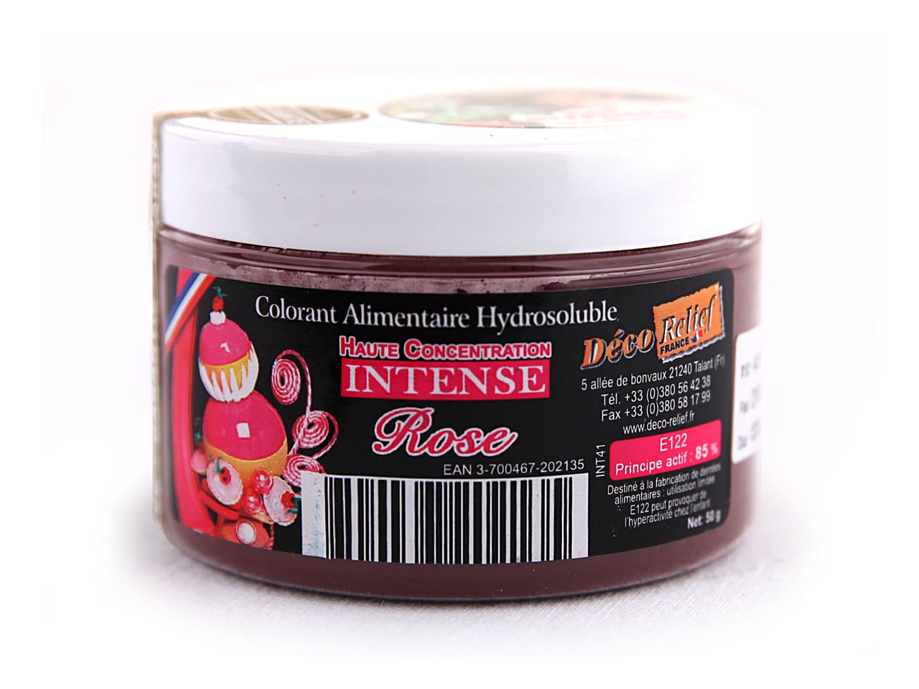 Colorant alimentaire en poudre rose - hydrosoluble - 50 g - Déco Relief