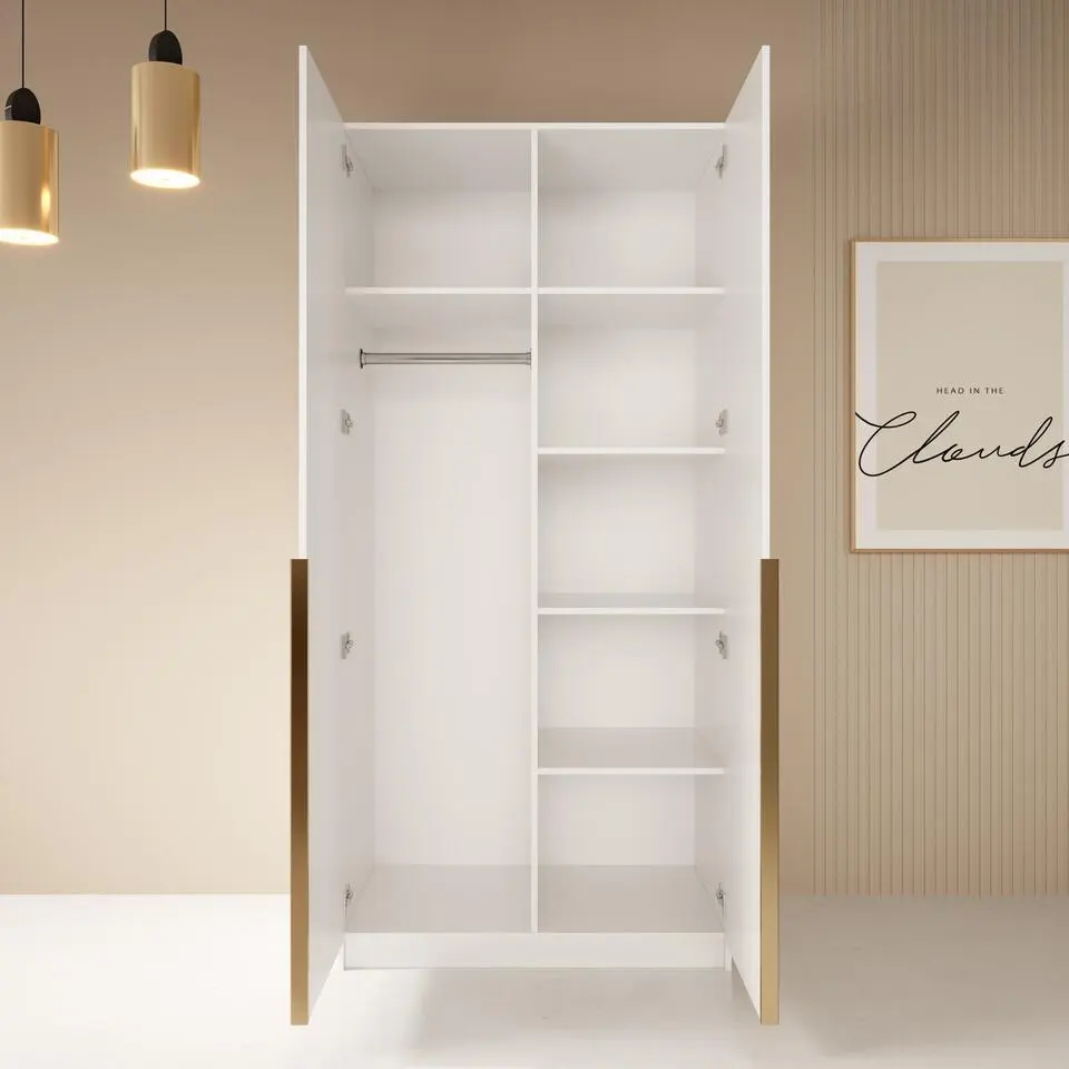 Meubella - Kledingkast Bruno 2 - Wit - 100 cm